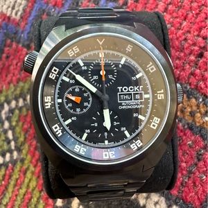 Tockr Chronograph Black Stainless 45mm Automatic Watch New